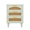 Retro Green 3-Drawer Wooden Nightstand with Rattan Accents and Gold Handles for Bedroom